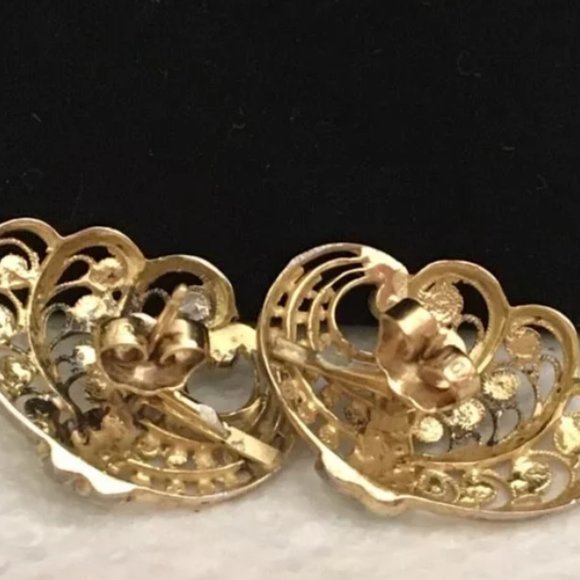 Vintage Earrings Gold Tone Rhinestone - Picture 4 of 4